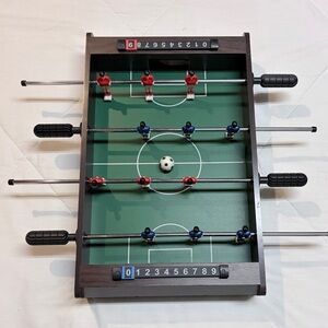 Classic Tabletop Foosball Game - Green Field with Red & Blue Players